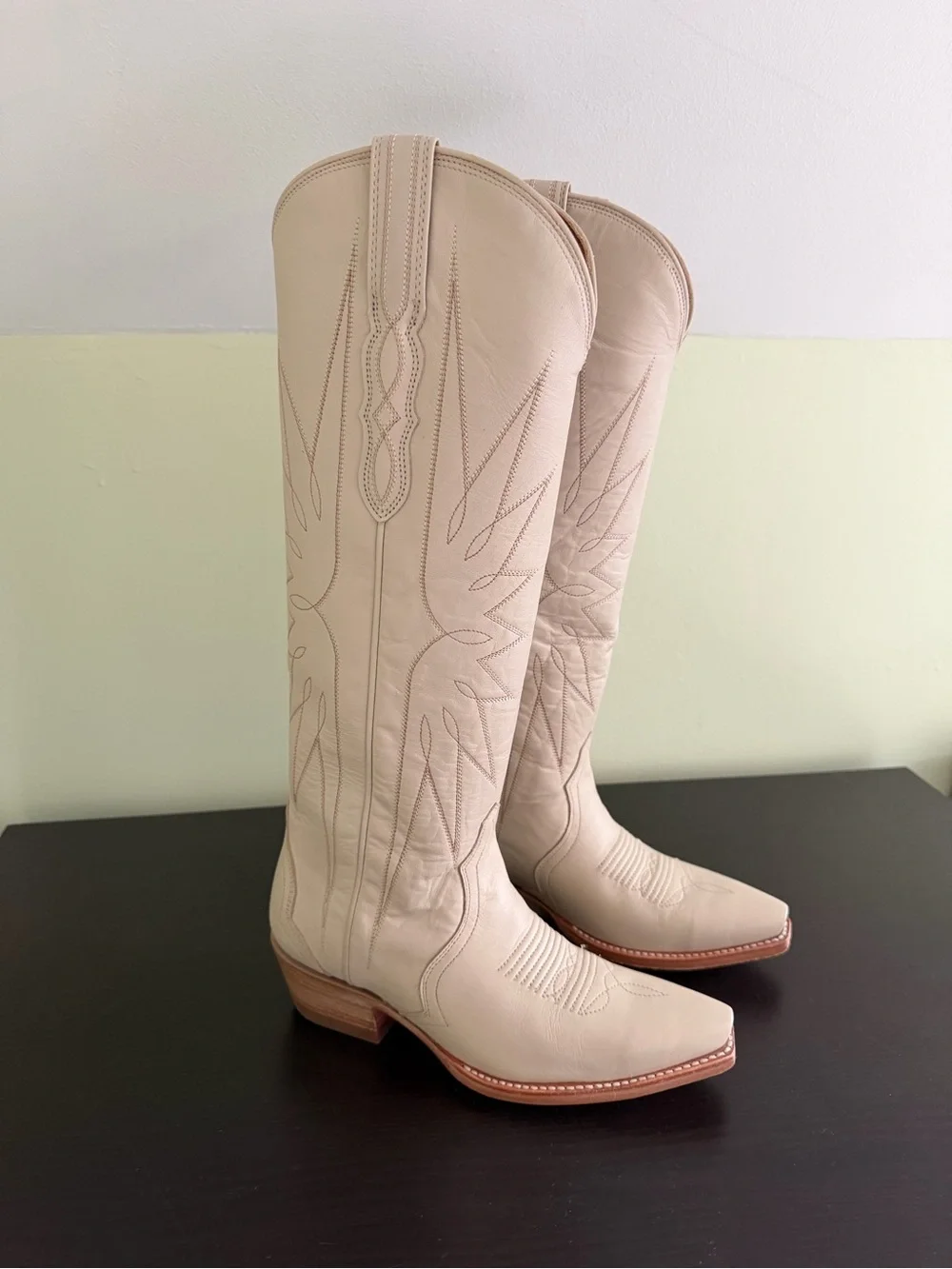 Tecovas Cream The Loretta Over-the-Knee Western Leather Boots 6.5